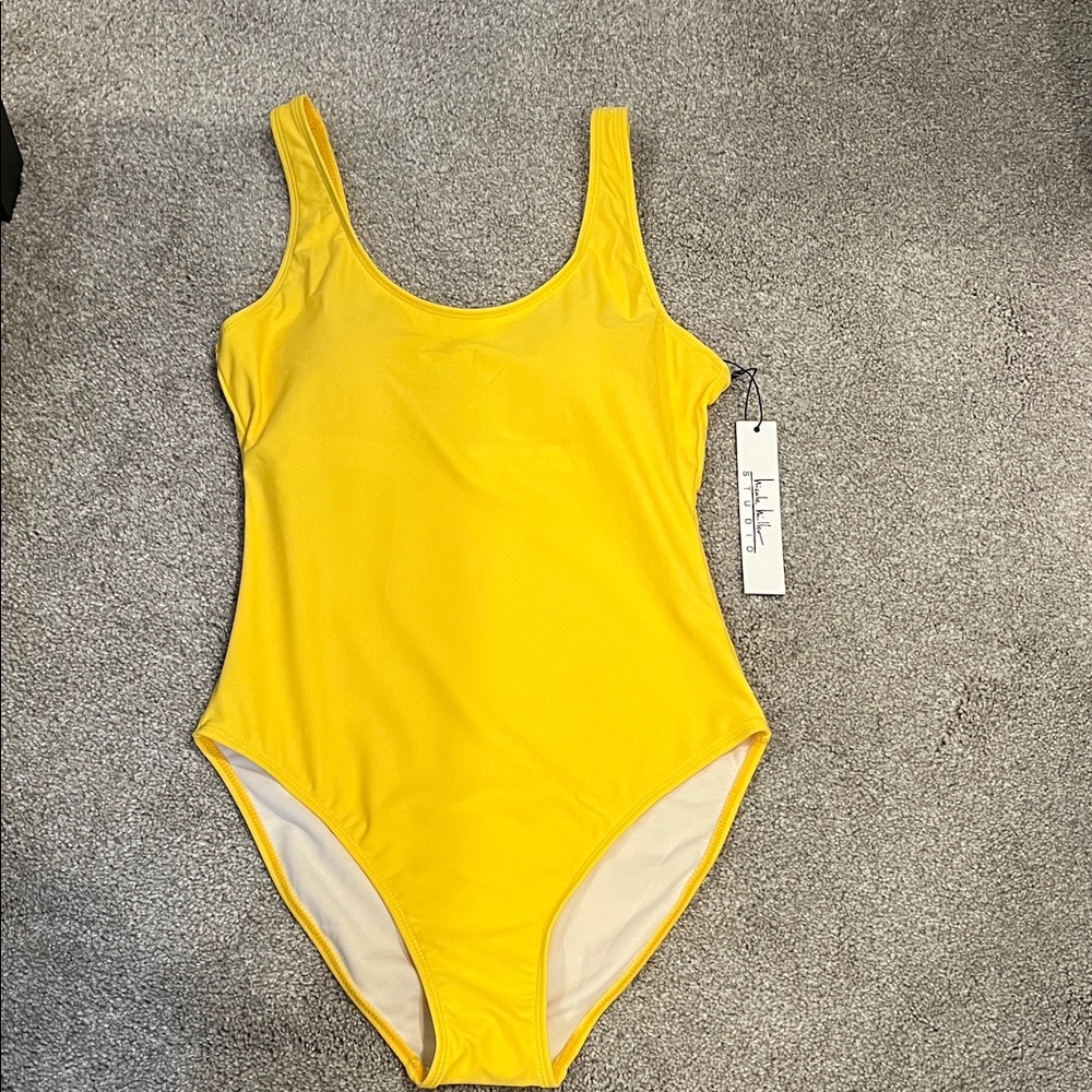 NWT Nicole Miller Yellow One Piece Swimsuit size S